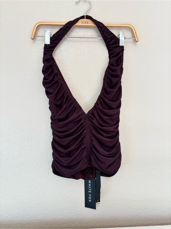 White Fox Boutique Tops - White Fox Boutique Ruched Halter Top in Plum